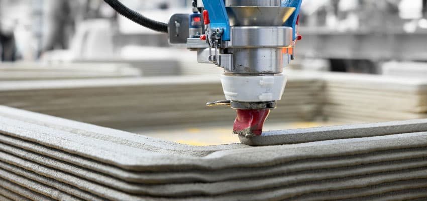 Impresora 3D de concreto de un laboratorio de desarrollo de tecnología en la construcción