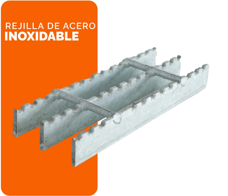 Rejilla de acero inoxidable sobre fondo anaranjado y blanco