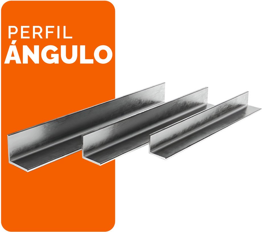 Ángulos de acero de distintos tamaños sobre fondo blanco y anaranjado