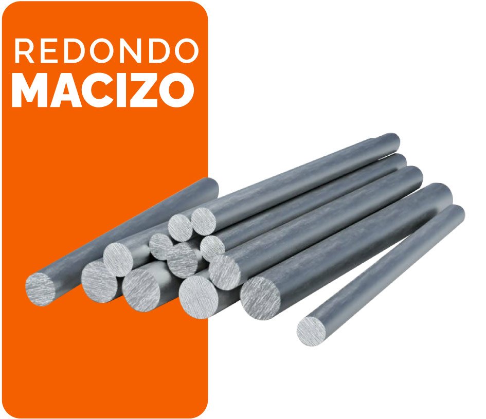 Piezas de redondo macizo sobre fondo blanco y anaranjado