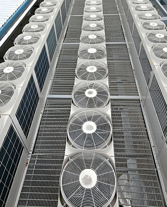 Centro de ventilación con piso de rejiilla de acero inoxidable