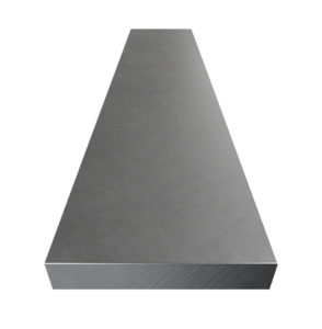 Vista frontal de muestra de solera de acero inoxidable