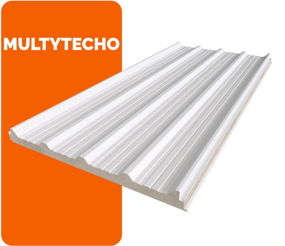 Panel Multytecho Ternium sobre fondo blando y anaranjado