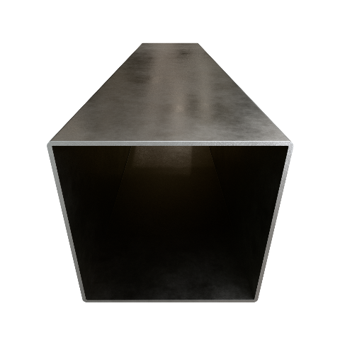 Vista frontal de perfil HSS cuadrado