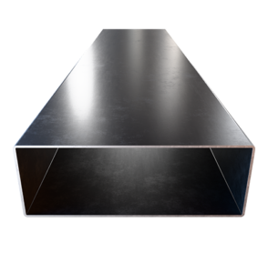 Vista frontal de perfil tubular rectangular