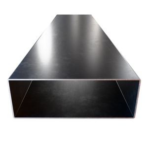 Vista frontal de perfil tubular rectangular