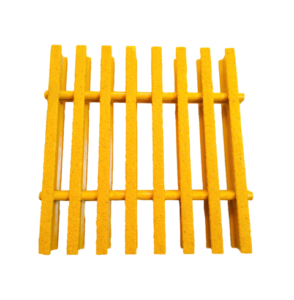 Vista frontal de rejilla de fibra de vidrio amarilla