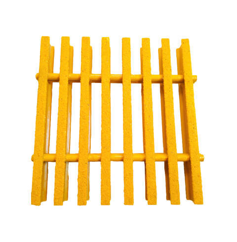 Vista frontal de rejilla de fibra de vidrio amarilla