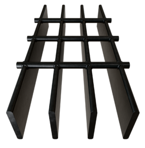 Vista frontal de rejilla electroforjada