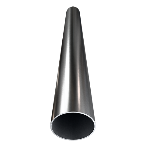 Vista frontal de tubo de acero inoxidable
