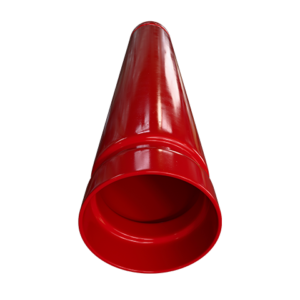 Vista frontal de tuberías contra incendio roja