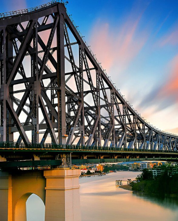 Vista parcial de puente hecho con perfiles de acero