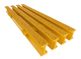 Muestra de rejilla de fibra de vidrio pultruida amarilla